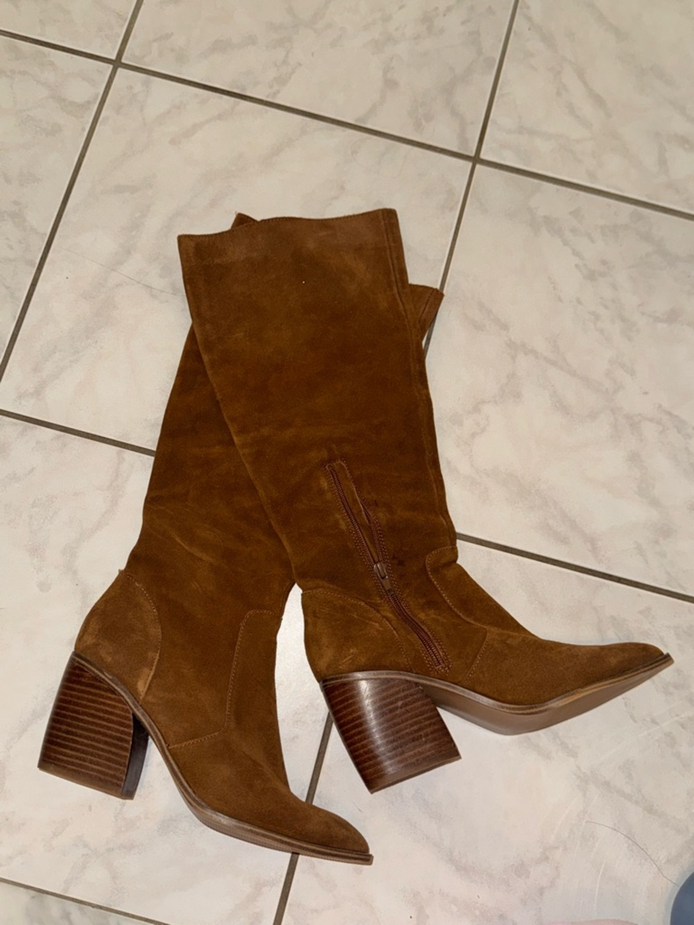 Steve Madden Chestnut Suede Over-the-Knee Block Heel Boots